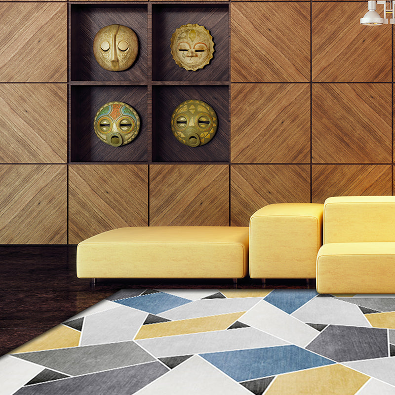 Unique geometric pattern rug Blue and Green Modern rug Polyester Washable Pet-friendly non-slip rug for the living room