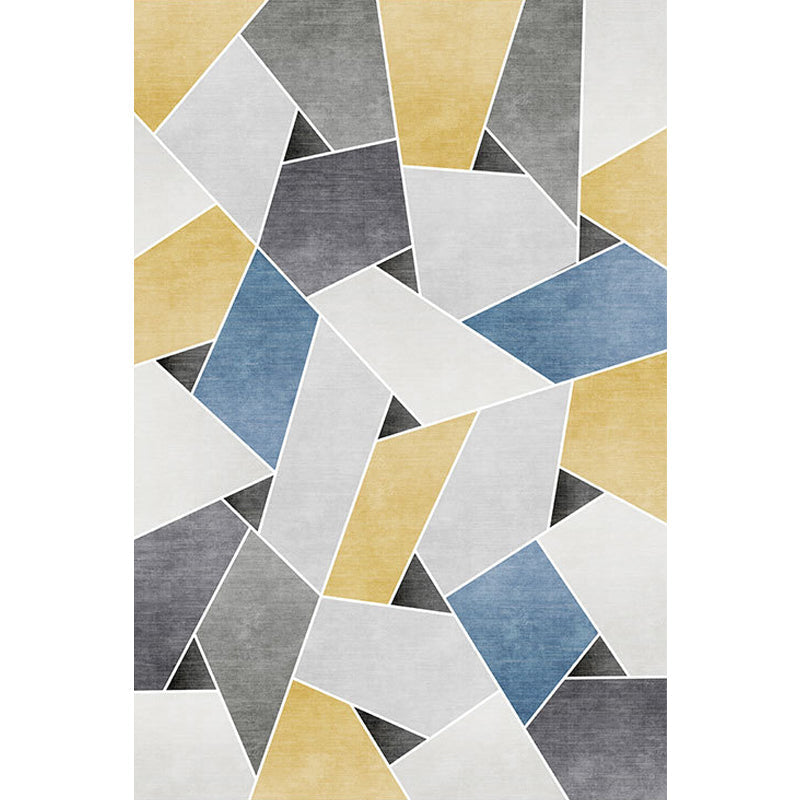 Unique geometric pattern rug Blue and Green Modern rug Polyester Washable Pet-friendly non-slip rug for the living room
