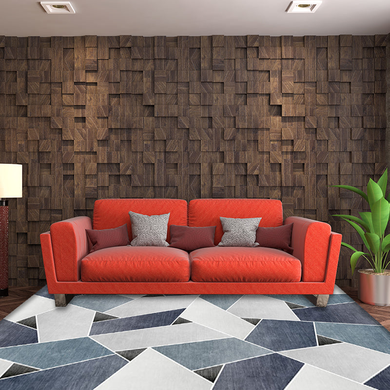 Unique geometric pattern rug Blue and Green Modern rug Polyester Washable Pet-friendly non-slip rug for the living room