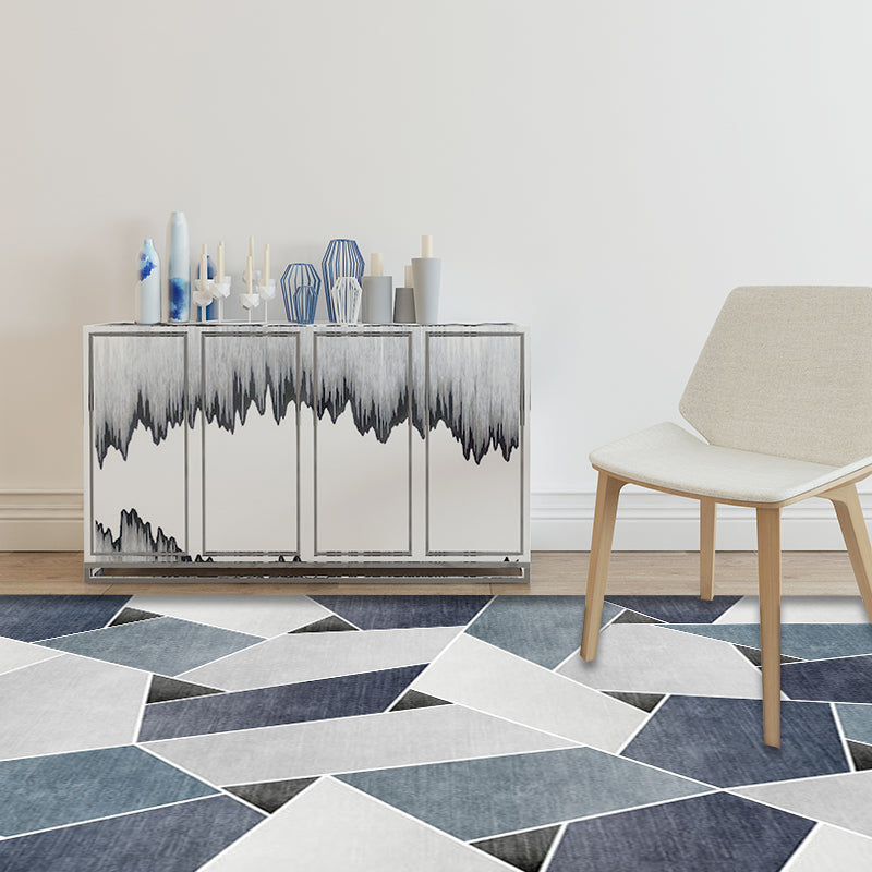 Unique geometric pattern rug Blue and Green Modern rug Polyester Washable Pet-friendly non-slip rug for the living room