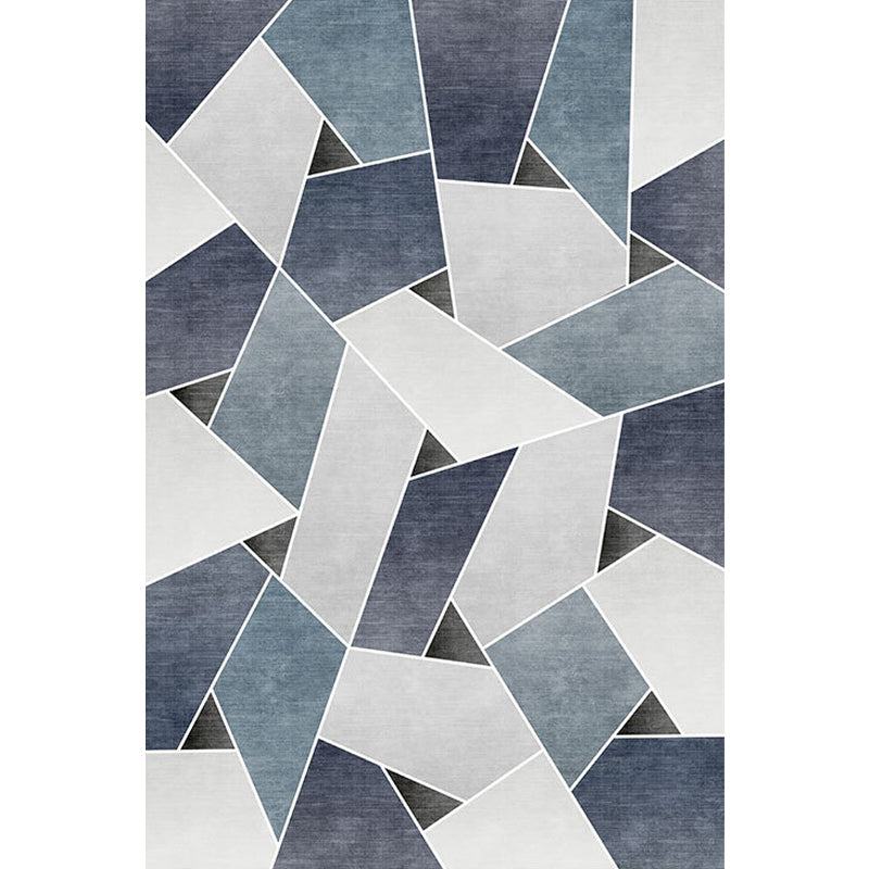 Unique geometric pattern rug Blue and Green Modern rug Polyester Washable Pet-friendly non-slip rug for the living room