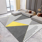 New geometric pattern rug yellow and gray modern rug polyester washable pet-friendly non-slip rug for the living room
