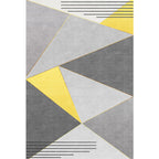 New geometric pattern rug yellow and gray modern rug polyester washable pet-friendly non-slip rug for the living room