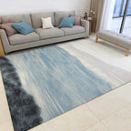 Gray and Blue Modernist Rug Polyester Abstract Rug Pet-Friendly Washable Non-Slip Back Rug for the Living Room