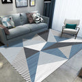 Blue and Gray Modernist Carpet Polyester Geometric and Striped Pattern Carpet Pet Friendly Washable Non-Slip Mat Carpet for the Living Room