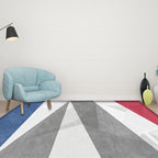 Gray and Blue Modern Rug Polyester Color Block Rug Pet Friendly Washable Non-Slip Back Carpet for the Living Room