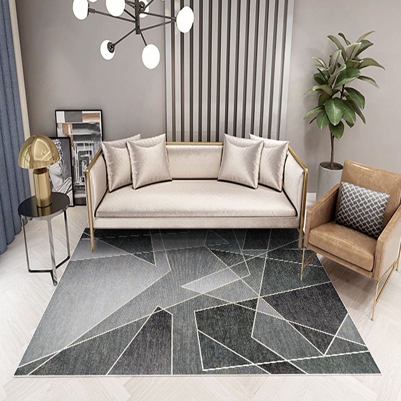 Unique multi-colored striped rug with geometric print made of polyester Modern rug Pet-friendly non-slip backing Rug for the bedroom
