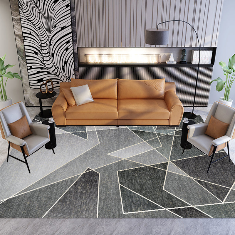 Unique multi-colored striped rug with geometric print made of polyester Modern rug Pet-friendly non-slip backing Rug for the bedroom