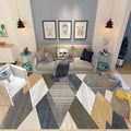 Unique multi-colored striped rug with geometric print made of polyester Modern rug Pet-friendly non-slip backing Rug for the bedroom