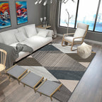 Unique multi-colored striped rug with geometric print made of polyester Modern rug Pet-friendly non-slip backing Rug for the bedroom
