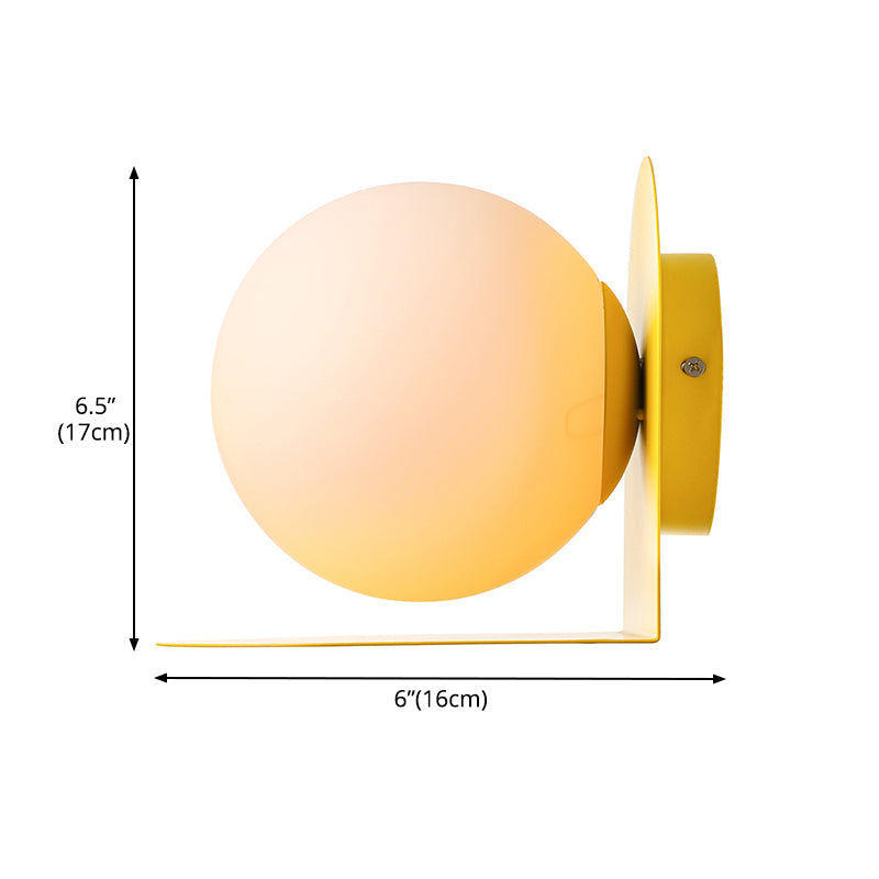 White Globe Wall Light Nordic Style Frosted Glass Sconce Light for Study Room Child Bedroom