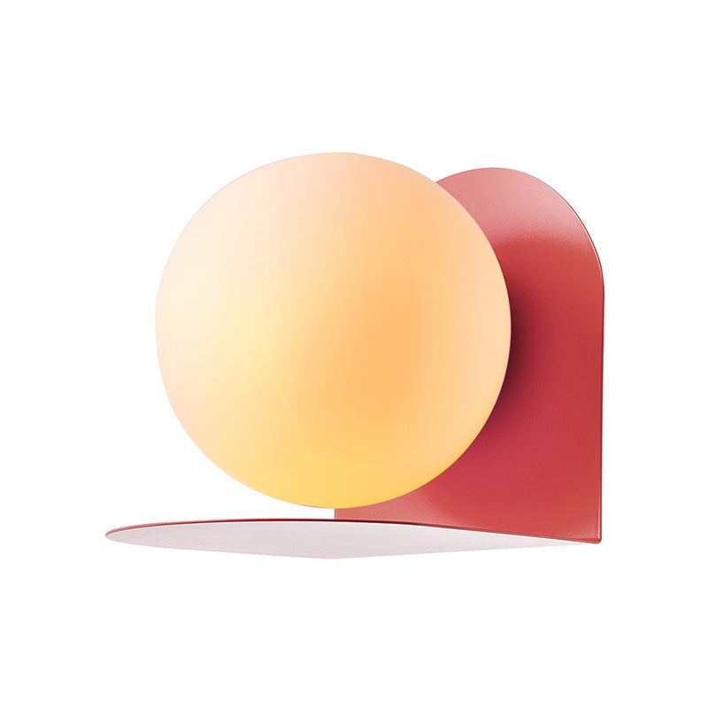 White Globe Wall Light Nordic Style Frosted Glass Sconce Light for Study Room Child Bedroom