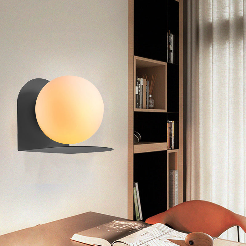 White Globe Wall Light Nordic Style Frosted Glass Sconce Light for Study Room Child Bedroom