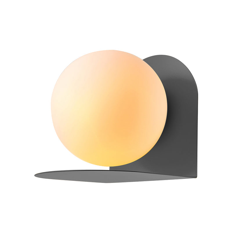 White Globe Wall Light Nordic Style Frosted Glass Sconce Light for Study Room Child Bedroom