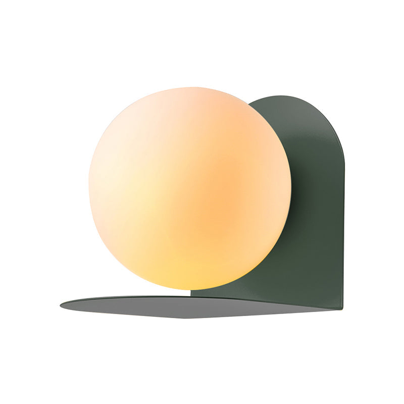 White Globe Wall Light Nordic Style Frosted Glass Sconce Light for Study Room Child Bedroom