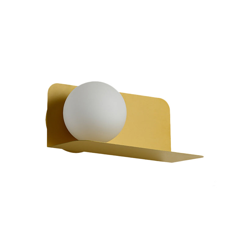 White Globe Wall Light Nordic Style Frosted Glass Sconce Light for Study Room Child Bedroom