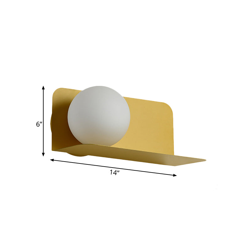 White Globe Wall Light Nordic Style Frosted Glass Sconce Light for Study Room Child Bedroom