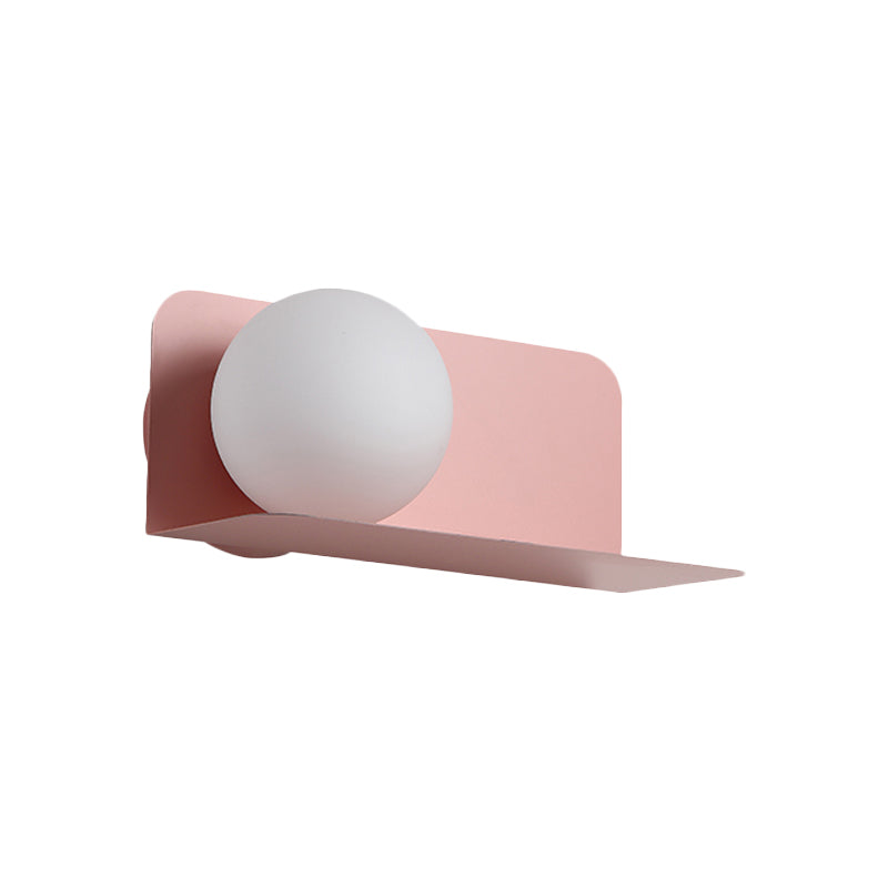 White Globe Wall Light Nordic Style Frosted Glass Sconce Light for Study Room Child Bedroom