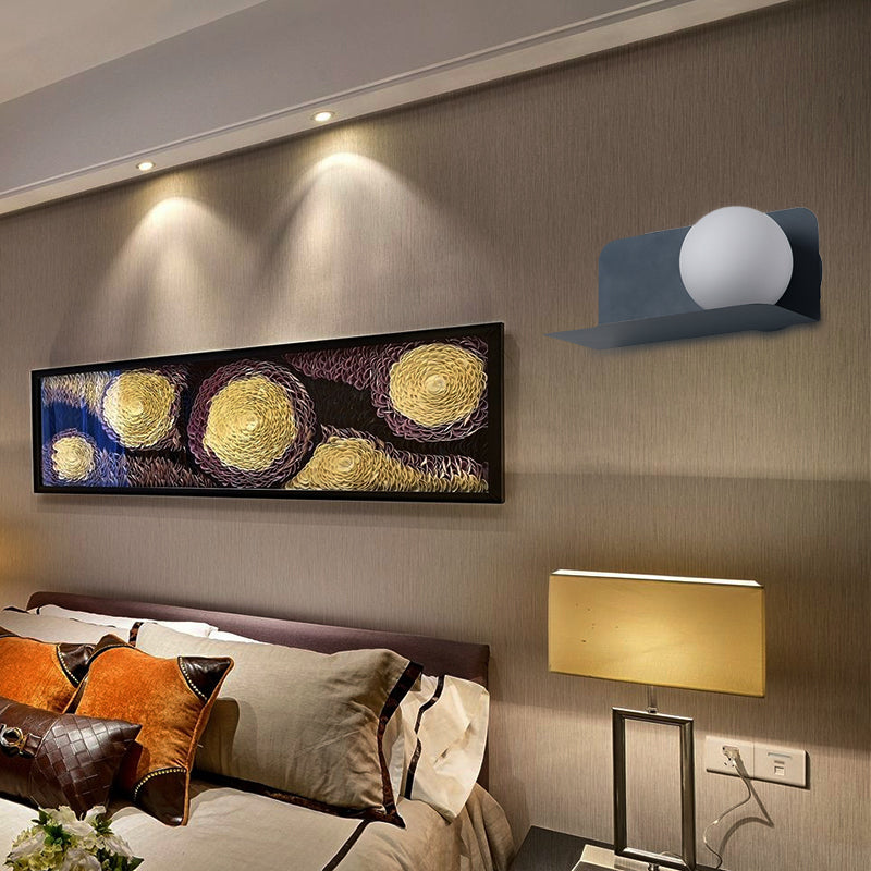 White Globe Wall Light Nordic Style Frosted Glass Sconce Light for Study Room Child Bedroom