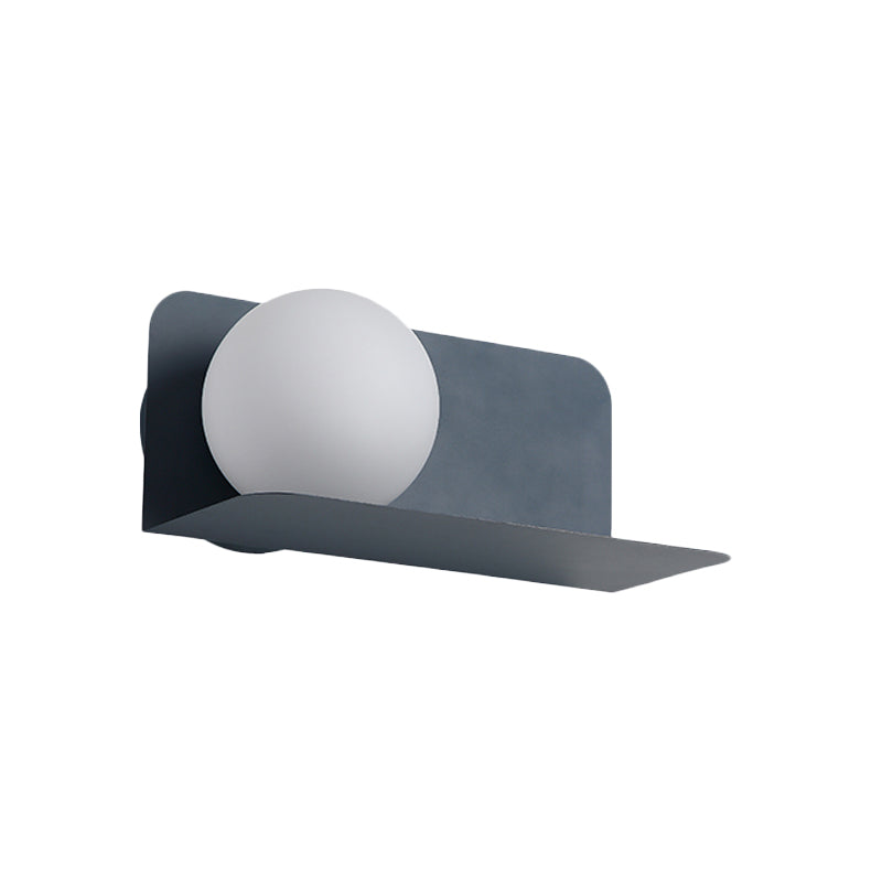 White Globe Wall Light Nordic Style Frosted Glass Sconce Light for Study Room Child Bedroom