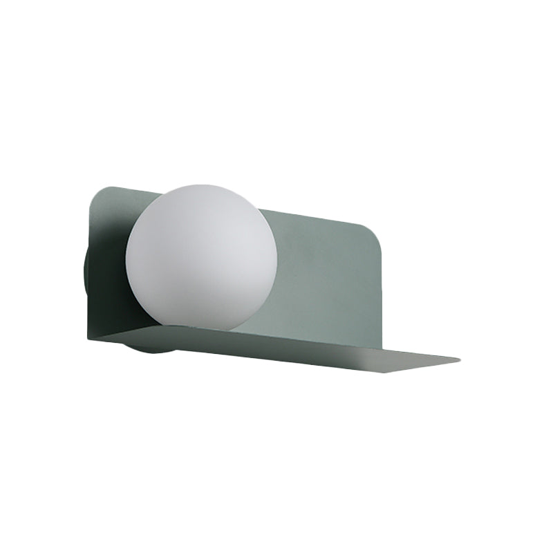 White Globe Wall Light Nordic Style Frosted Glass Sconce Light for Study Room Child Bedroom