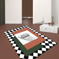 Orange and Green Modernism Rug Polyester Figure and Geometric Pattern Rug Pet Friendly Washable Non-Slip Back Rug for Decoration