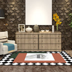 Orange and Green Modernism Rug Polyester Figure and Geometric Pattern Rug Pet Friendly Washable Non-Slip Back Rug for Decoration