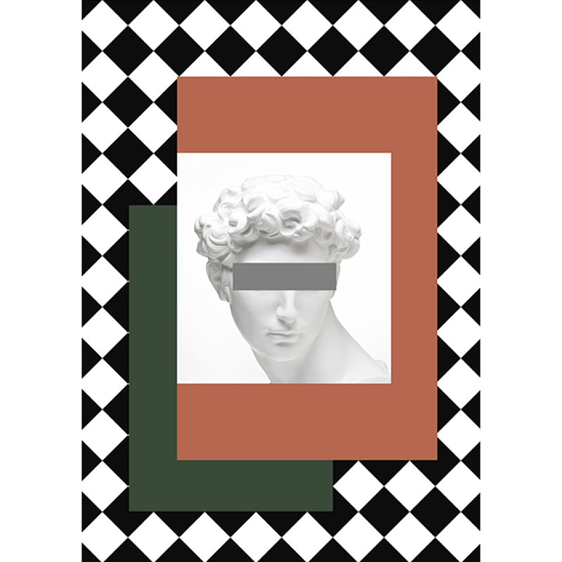 Orange and Green Modernism Rug Polyester Figure and Geometric Pattern Rug Pet Friendly Washable Non-Slip Back Rug for Decoration