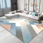Multicolor contemporary rug polyester geometric pattern rug pet-friendly washable non-slip backing rug for the living room