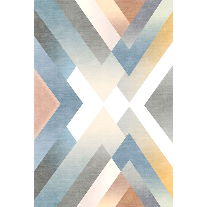 Multicolor contemporary rug polyester geometric pattern rug pet-friendly washable non-slip backing rug for the living room