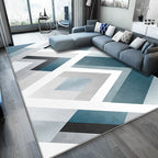 Unique geometric pattern rug Blue and White Modern rug Polyester Washable Pet-friendly Non-slip rug for the living room