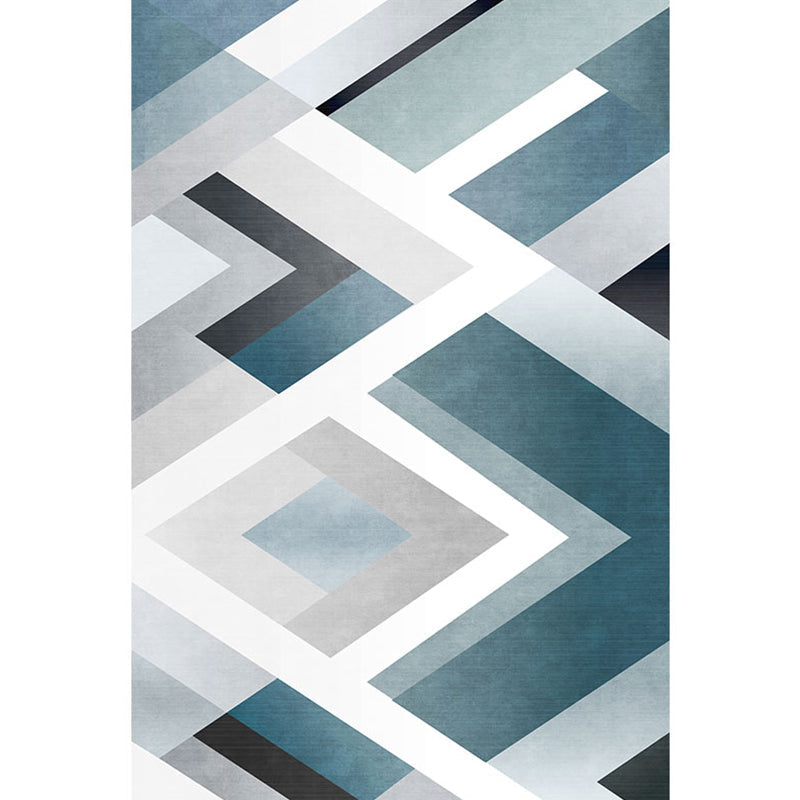 Unique geometric pattern rug Blue and White Modern rug Polyester Washable Pet-friendly Non-slip rug for the living room