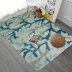Blue Modernism Carpet Polyester Branch Pattern Carpet Pet-Friendly Machine Washable Non-Slip Backing Carpet for Decoration