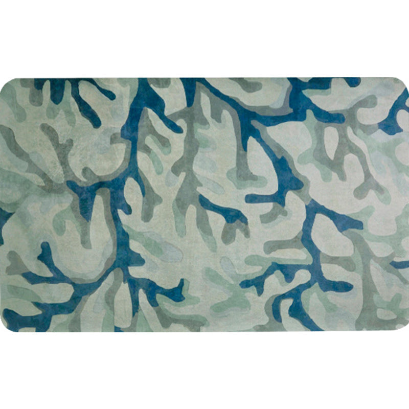 Blue Modernism Carpet Polyester Branch Pattern Carpet Pet-Friendly Machine Washable Non-Slip Backing Carpet for Decoration