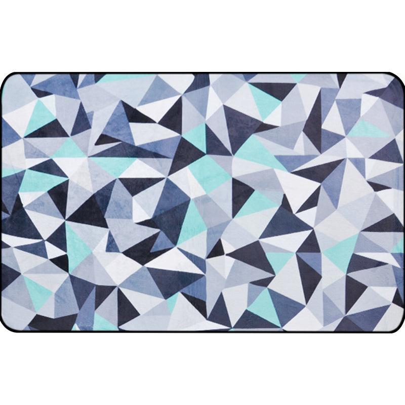 Funky Geometric Pattern Rug Blue Modernist Rug Polyester Washable Pet-Friendly Non-Slip Rug for the Living Room