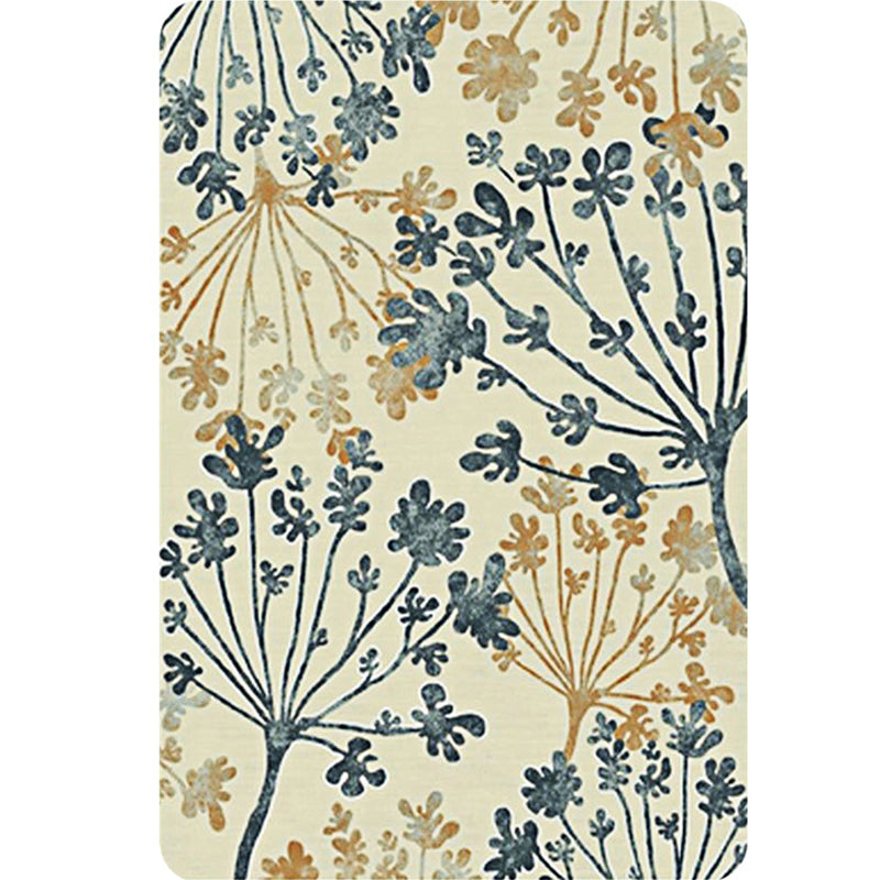 Modern leaf pattern rug Green and Beige Polyester rug Washable Pet-friendly Non-slip rug for the living room