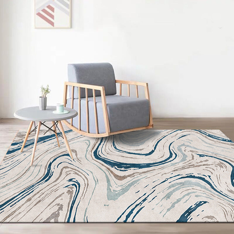 Stylish Modernism Rug Multicolor Watercolor and Swirl Striped Pattern Rug Pet Friendly Non-Slip Washable Rug for Decoration