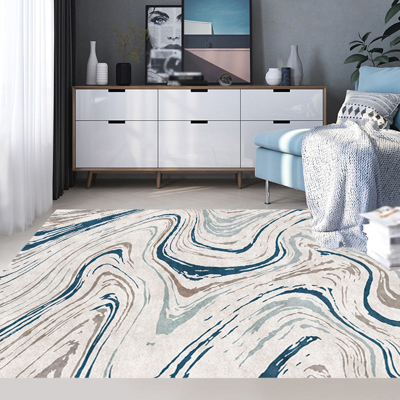 Stylish Modernism Rug Multicolor Watercolor and Swirl Striped Pattern Rug Pet Friendly Non-Slip Washable Rug for Decoration