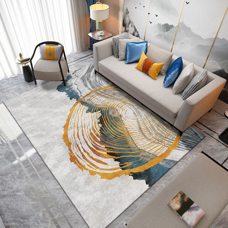 Stylish Modernism Rug Multicolor Watercolor and Swirl Striped Pattern Rug Pet Friendly Non-Slip Washable Rug for Decoration