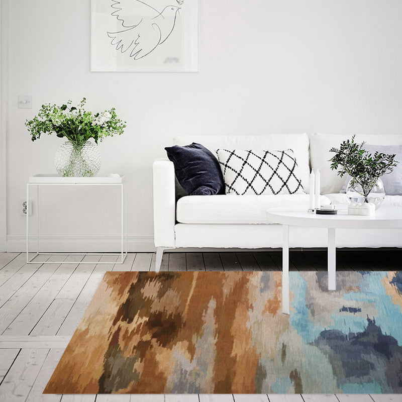 Stylish Modernism Rug Multicolor Watercolor and Swirl Striped Pattern Rug Pet Friendly Non-Slip Washable Rug for Decoration