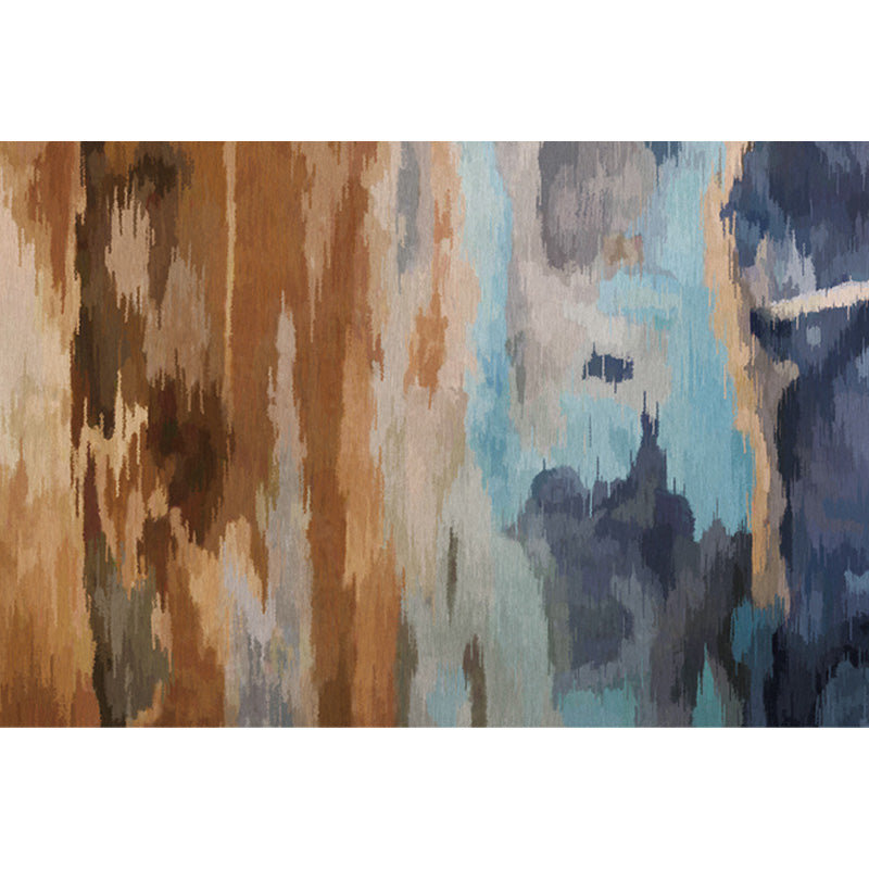 Stylish Modernism Rug Multicolor Watercolor and Swirl Striped Pattern Rug Pet Friendly Non-Slip Washable Rug for Decoration