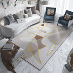 New Abstract Rug Gray and Khaki Polyester Rug Washable Pet-Friendly Non-Slip Rug for the Living Room