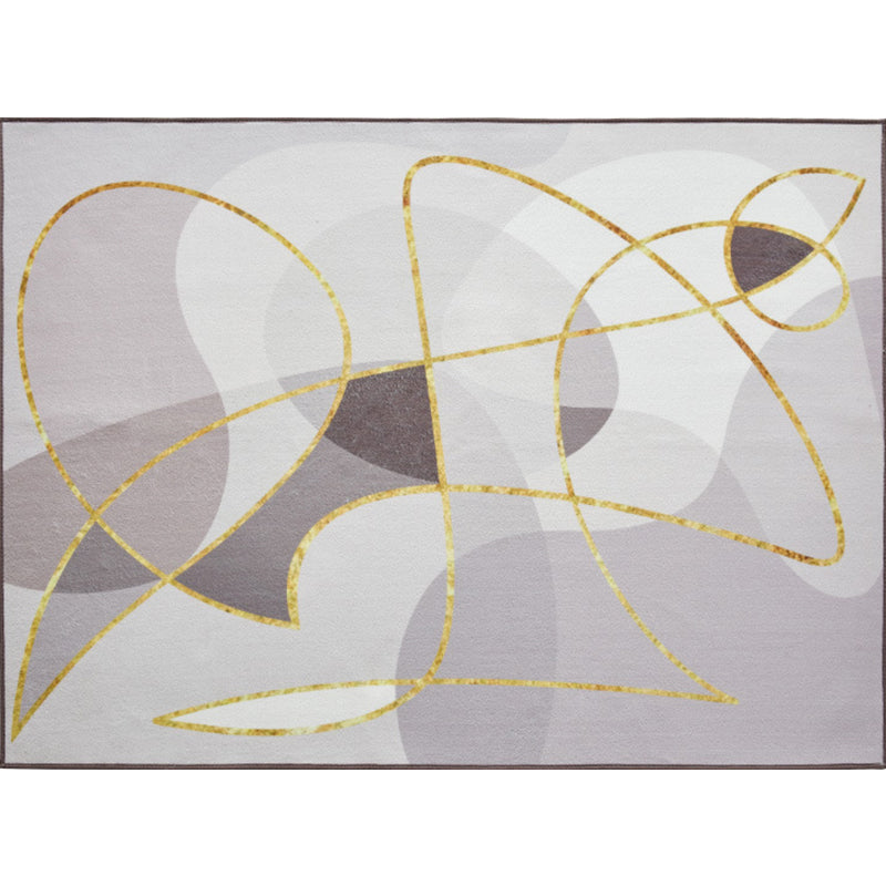 New Abstract Rug Gray and Khaki Polyester Rug Washable Pet-Friendly Non-Slip Rug for the Living Room