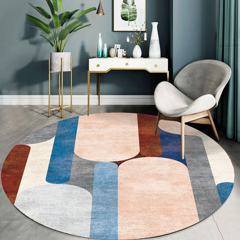 Creative Multicolored Modernism Rug Polyester Color Block Rug Washable Pet Friendly Non-Slip Rug for the Living Room