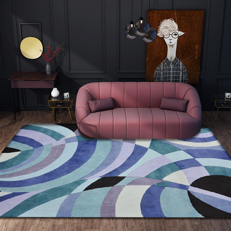 Nordic Abstract Rug Purple Polyester Washable Pet-Friendly Non-Slip Area Rug for Living Room