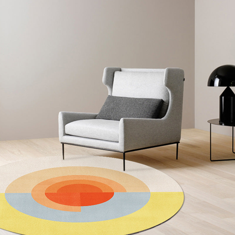 Multicolor color block circles pattern rug polyester modern rug washable non-slip pet-friendly rug for the living room