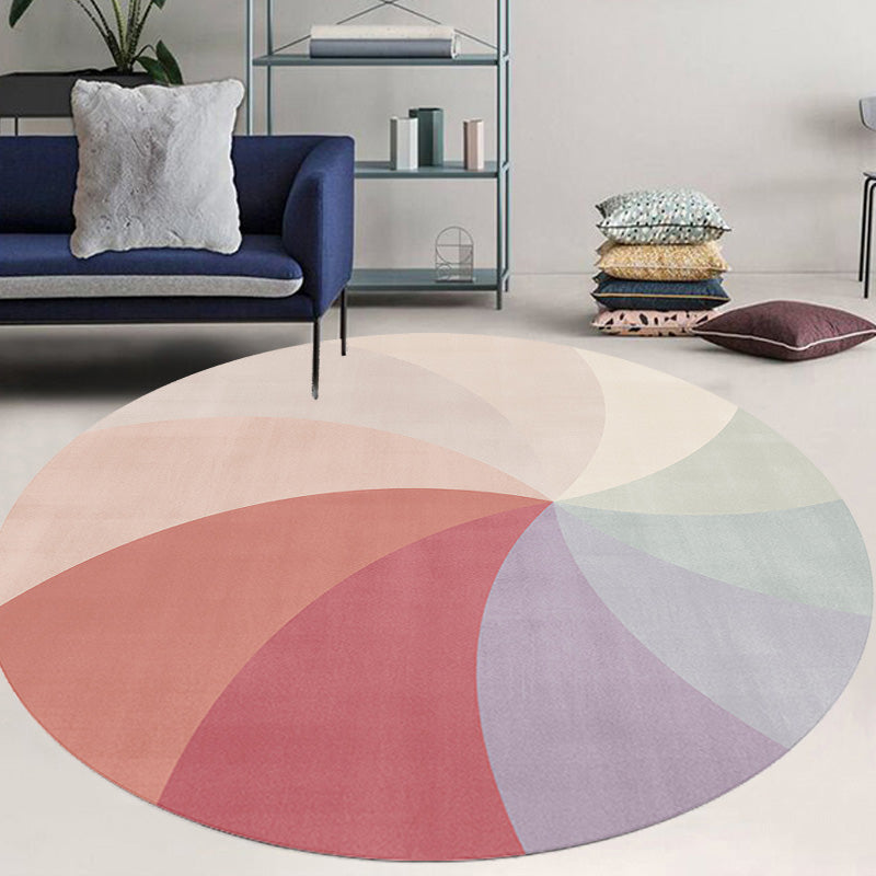 Multicolor color block circles pattern rug polyester modern rug washable non-slip pet-friendly rug for the living room