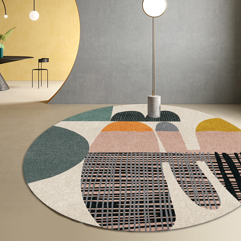 Colorblock striped rug Polyester Modernism rug Washable Non-slip Pet-friendly rug for the living room
