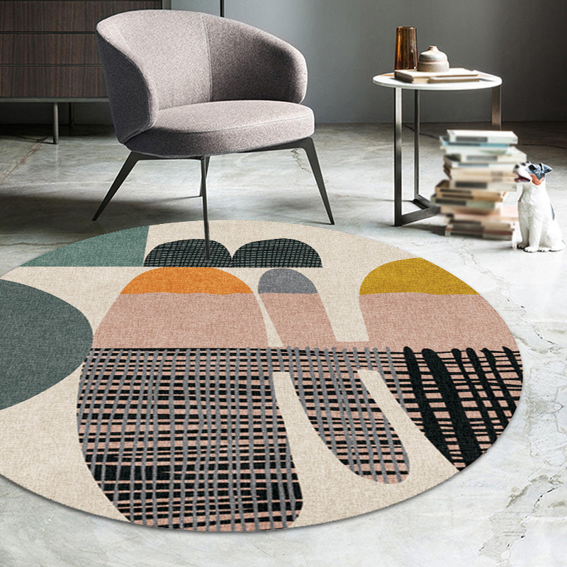 Colorblock striped rug Polyester Modernism rug Washable Non-slip Pet-friendly rug for the living room