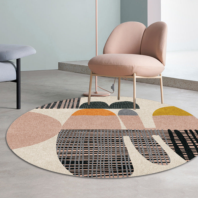 Colorblock striped rug Polyester Modernism rug Washable Non-slip Pet-friendly rug for the living room